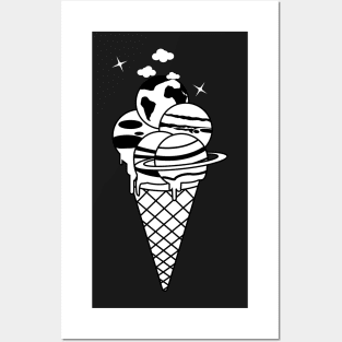 Ice-cream Planet Sci Fi B&W Posters and Art